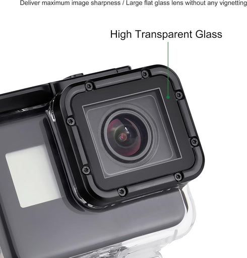 Waterproof Housing Case for GoPro Hero 5 6 7 Black, 45M Underwater Diving Shell with Filters