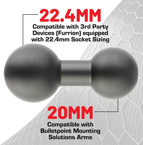 Bulletpoint Aluminum 20mm Ball to 22.4mm Ball Mount Extension Connector for Mounting Arms