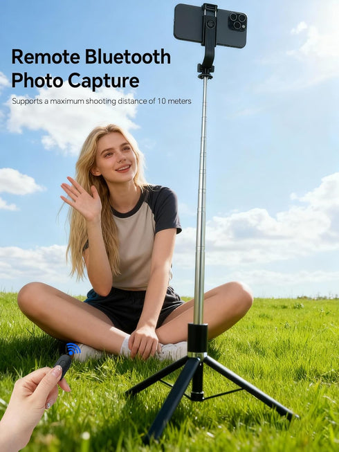 TINKSEN 68 inch 360 Retractable Selfie Stick Tripod for iPhone/Android, with Wireless Remote, Rotation, Black