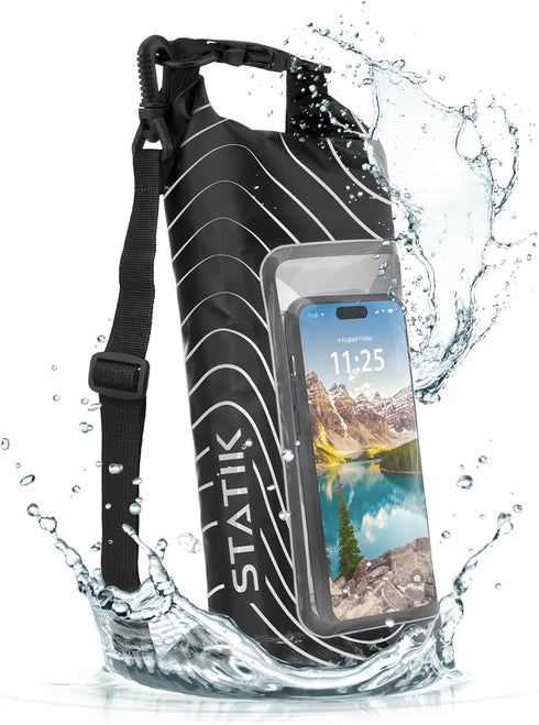 Statik MarCase Waterproof Dry Bag 2L, IPX8 Roll Top Small Bag with Touchscreen Window for Boating, Kayak Accessories,