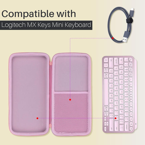 Hard Carry Case Compatible with Logitech MX Keys Mini Minimalist Wireless Illuminated Keyboard (Rose Case)