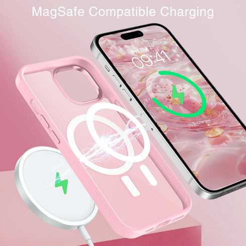 BENTOBEN iPhone 15 Plus Case, Tender Pink Slim Shockproof Magnetic Cover, Compatible with MagSafe for Women & Men.