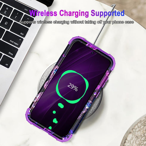 Miqala Case for Galaxy A55 5G/A35 5G, Glow in The Dark Heavy Duty Shockproof Protection - Purple