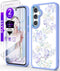 for Samsung Galaxy A35 5G Case - Girls Women Crystal Clear Flower Pattern Cover with Tempered Glass Screen Protector,