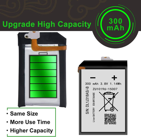 WUHAO EB-BR730ABE Battery for Samsung Galaxy Gear S2 SM-R730, Replacement Battery with Adhesive Tape Tool Kit
