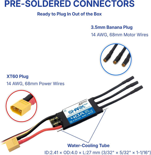 ZTW G2 40A 2-4S 5V/6V 4A Shark ESC Built-in Swithcing BEC Water-Cooling Bidirectional Waterproof Brushless Speed
