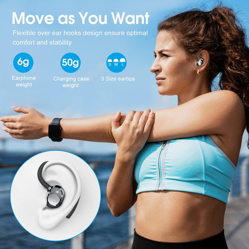 Wireless Earbuds, 2023 New Ultralight Sport Bluetooth 5.3 Headphones with LED Display, IPX7 Waterproof for Gym
