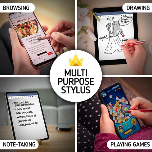 The Friendly Swede Micro-Knit Mesh Tip Capacitive Stylus Pens for Touch Screens, 3 Pack Stylus Pen for iPad