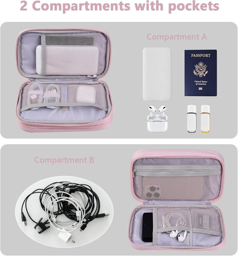 Tech Organizer Travel Carrying Case, Cables Pouch for Organizing Electronics Accessories, Charger, Power Bank