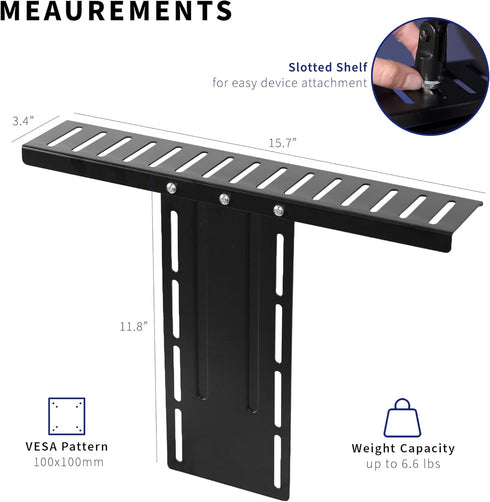 VIVO 16 inch Above/Behind VESA Monitor Livestream Device Shelf Mount, Holds Cameras, Webcams, Microphones, Black