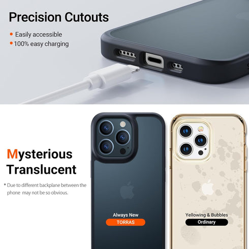 TORRAS Tough Shockproof Case for iPhone 13 Pro - Military-Grade Drop Tested Ultra-Durable Matte Hard PC Back