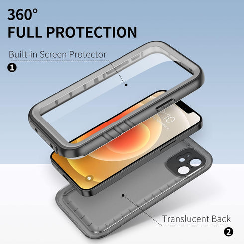 SPORTLINK Compatible with iPhone 12 Mini Waterproof Shockproof Case, Full Body Heavy Duty Rugged Protection