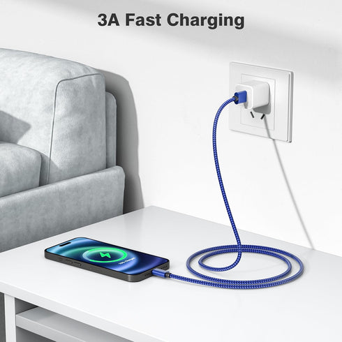 Elebase Car Charger Cable for Samsung Galaxy S25, 1.5/3.3/6.6FT 3-Pack, USB A to Type C for Galaxy S24 S23 S22