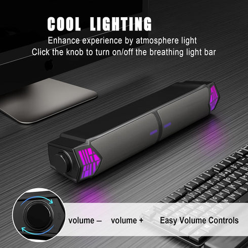 Gaming Speakers for PC, Computer Speakers for Desktop Monitor with Bluetooth, 2 in 1 Soundbar, Can Be Split and Combined