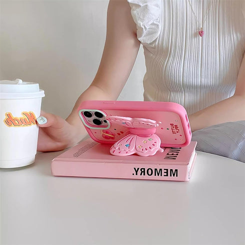 for iPhone 15 Pro Case Cute iPhone 14 Pro Case iPhone 13 Pro Case with Kickstand Stand Holder 3D Butterfly Silicone Girls Women Phone Cases Lens Shockproof Protector for iPhone 13 Pro 14 Pro (14 Pro)