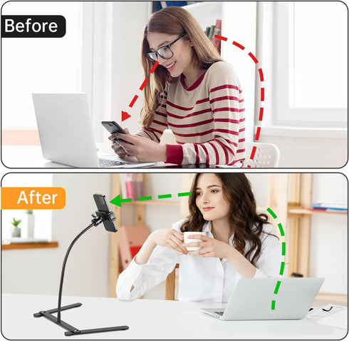 Phone Stand for Recording, Adjustable Tripod, Overhead Mount, Gooseneck Holder for Video Recording