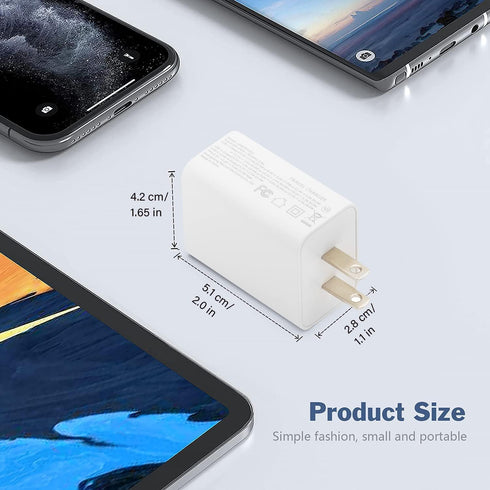 Dual USB C 33W Fast Wall Charger, Mini Block Power Brick Type C Adapter for iPhone 13/12/11 Pro Max, iPad Pro
