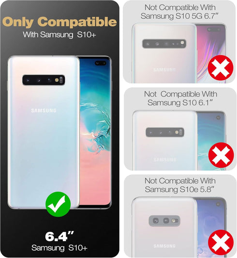 Dexnor Samsung Galaxy S10 Plus Case, Heavy Duty Military Grade Protection with Built-in Screen Protector & Kickstand