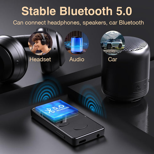 Aiandcc 128GB Mp3 5.3 Mp3 Player with Bluetooth HiFi Sound, Player with FM Radio, Mini Music Player for Kids Adults