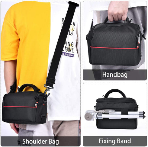 FOSOTO Compact Camera Shoulder Bag Case with Waterproof Rain Cover for Canon EOS M50 PowerShot SX420 SX430 SX70 SX50