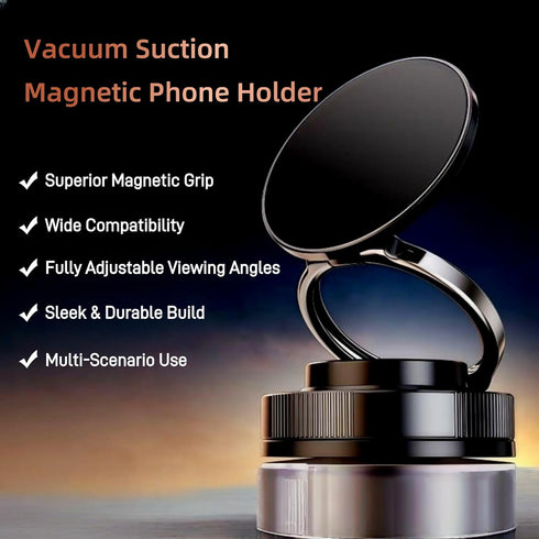 MiniLuxis Vacuum Suction Magnetic Phone Holder, Foldable and Retractable, Hands-Free Suction Magnetic Phone Mount