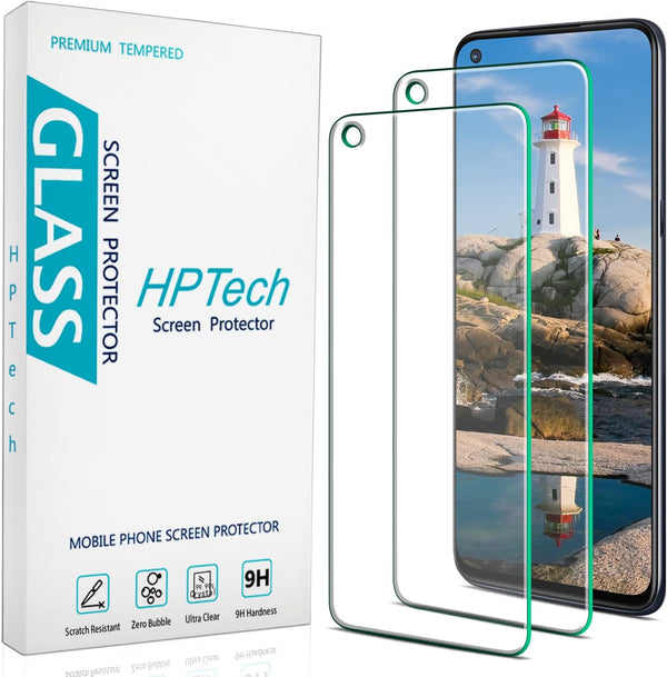 HPTech (2 Pack) Tempered Glass Screen Protector for OnePlus Nord N100, Anti Scratch, Bubble Free, Case Friendly