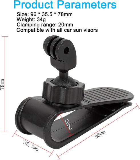 PellKing Car Sun Visor Mount for iPhone, Samsung, GoPro, Insta360, VLOG Holder for Cell Phones and Accessories