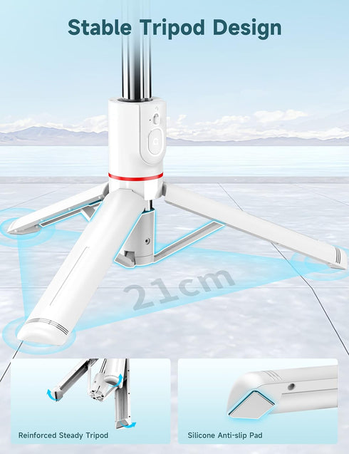 SelfieShow 44 Inch 360 15/14/13/12/11 Stable Selfie Stick Tripod with Fill Light, Extendable Selfie Stick with Wireless