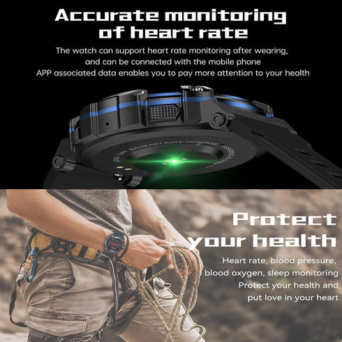 Goodatech Military SmartWatch 1.39" for Men Women, Phone Call, 5ATM IP68 Waterproof, Fitness Tracker, Black
