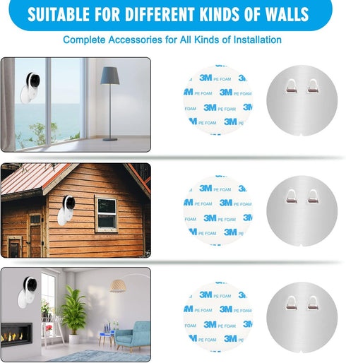 4 Pack Indoor Wall Mount for Yi Home Security Camera - No Punching, Simple Installation