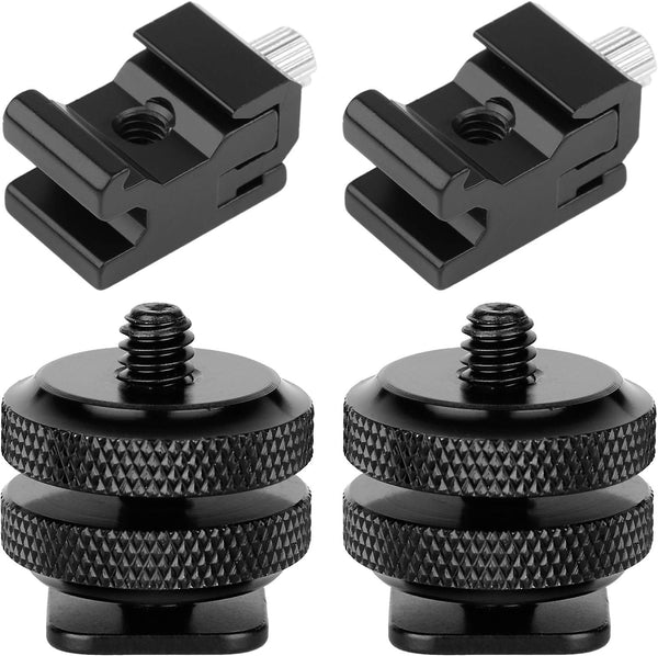 Chromlives Cold Shoe Mount Hot Shoe Mount Adapter, 1/4'' Hot Shoe Flash Shoe Mount, Combo 4 Pack