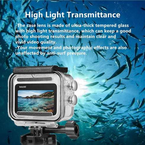 Waterproof Case & Floating Hand Grip for Insta360 GO 3, Protective Underwater Dive Housing Shell with Bracket