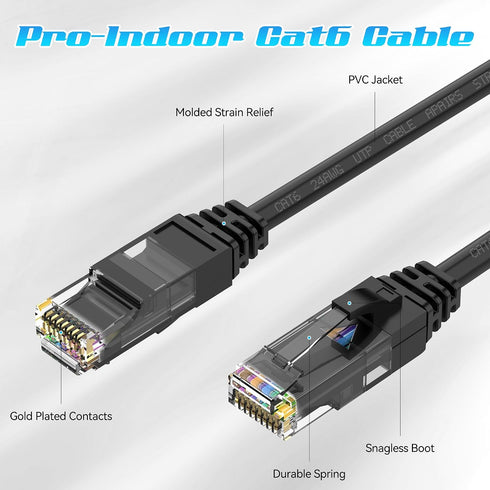 30FT Cat6 6 Cat6 24AWG 25 Ethernet Cable, Cat Patch Cable, Internet Cable, UTP Network Cable, Indoor and Outdoor, PoE