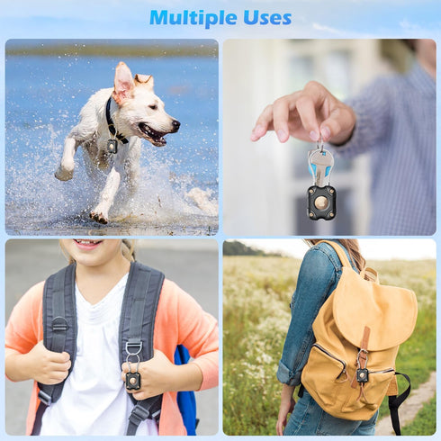 4 Pack Waterproof AirTag Secure Holder with Wire Cable, Anti-Lost Protective Case for Apple AirTag, Black