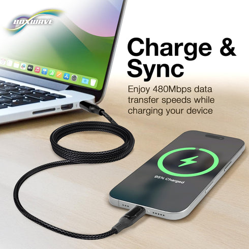 BoxWave MP3 (4GB) (6ft) (100W), Cable Compatible with PtevSoh Player - PowerDisplay PD Cable - USB-C to USB-C LED