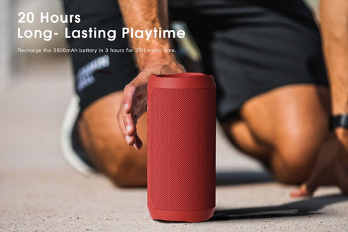 EDUPLINK Bluetooth Speaker - Portable Waterproof IPX7 Wireless Speaker with TWS Pairing & Built-in Microphone, Red