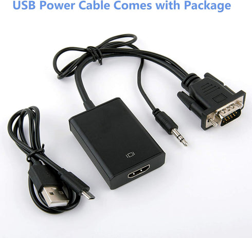 VGA to HDMI Adapter, 1080P VGA Male to HDMI Female Converter for Laptop, PC to HDMI Monitor or Projector