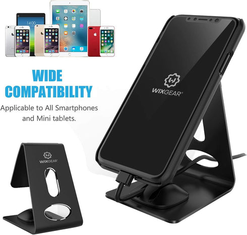 WixGear Cell Magnetic Phone Stand, Premium Holder for iPhones, Android Smartphones & Mini Tablets with Smart Cord Holder