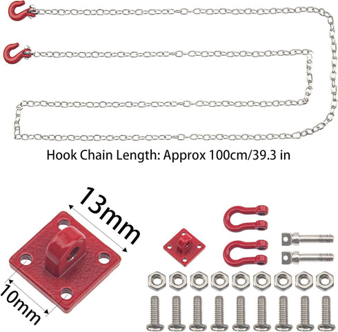 1/10 SCX10 TRX4 90046 CC01 D90 TF2 1/10 RC Metal Tow Hook with Trailer Tow Chain Buckle Shackles RC Decorations
