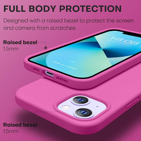 CellEver iPhone 13 Case, Hot Pink Ultra Durable Silicone with Military Grade Protection & Slim Fit