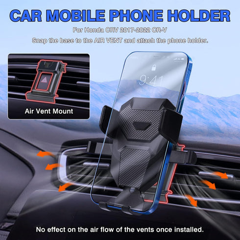 Karltys Car Phone Holder for Honda CR-V 2017-2022 Accessories, Air Vent CRV Cell Phone Holder Mount, Never Blocking Hands Free Thick Case Friendly Mobile Stand for 4-7 Inch Phones
