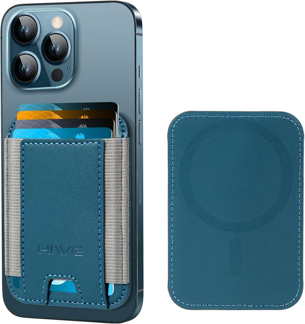 HiWe for MagSafe Wallet, Magnetic Card Holder for iPhone 15/14/13/12 Series, Slim Leather Wallet, RFID Blocking