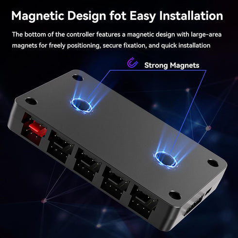 GSCOLER 10-Port 5V/3PIN 10 ARGB & PWM Fan Hub Controller - Magnetic Mount RGB PC Fan Hub with Remote Control, Chassis