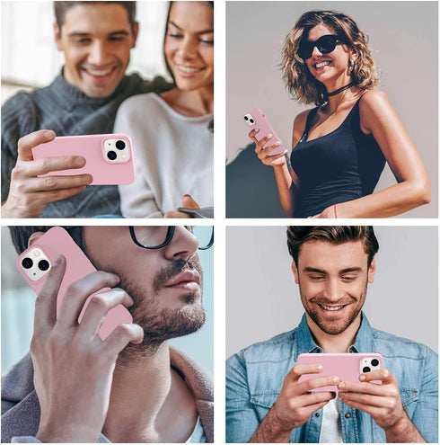 Designed for iPhone 14 Case, Silicone Ultra Slim Shockproof Phone Case with Soft Anti-Scratch Microfiber Lining (Pink)