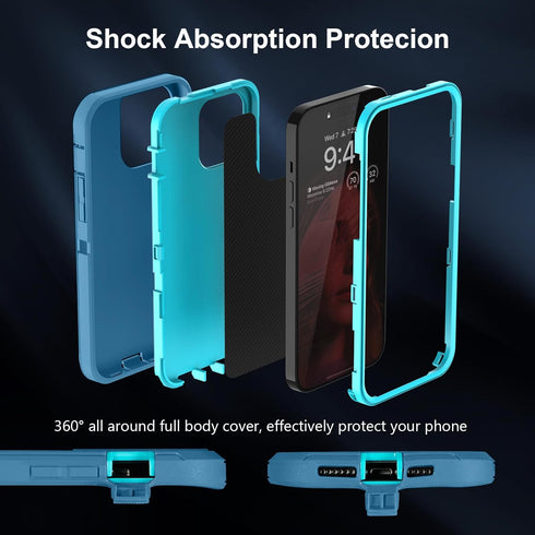 Sansunto Heavy Duty Shockproof Case for iPhone 13 Pro Max & iPhone 12 Pro Max, Full Body Protection Silicone Rubber