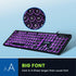 Perixx PERIBOARD-317R Wired USB Keyboard - Tri-Color Illuminated LED - Big Print Letter - Stylish Round Keycaps US