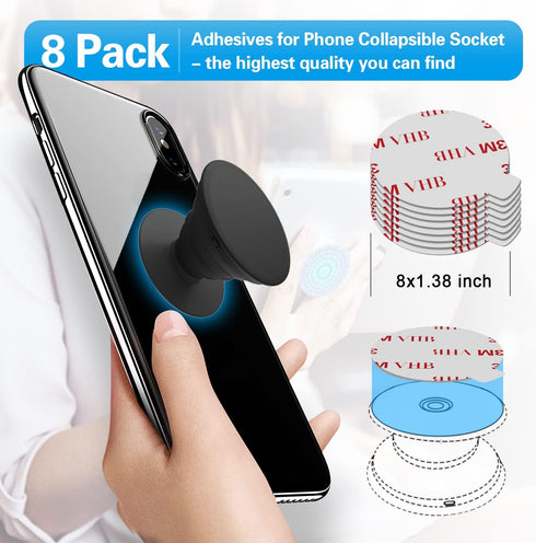 volport 8 Pack Sticky Adhesive Replacement for Socket Stand, 1.4 Inch Pops 3M Circle Heat Resistant Double Sided Tape