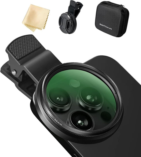 Nkmooxe 52mm 16 15 14 13 12 CPL Filter for Phone/DSLR, HD Circular Polarizer Polarizing Filter with Universal Clip
