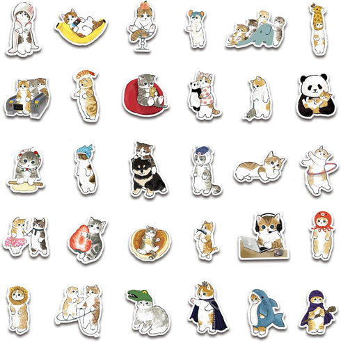 Cute Cat Stickers | 100 PCS | Vinyl Waterproof Stickers for Laptop, Guitar, Motorcycle, Bike, Skateboard, Phone
