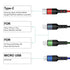 USAMS 2Pack Multi Charging Cable 4FT 4 in 1 Nylon Braided USB Fast Charging for Type C, Micro, and more devices.